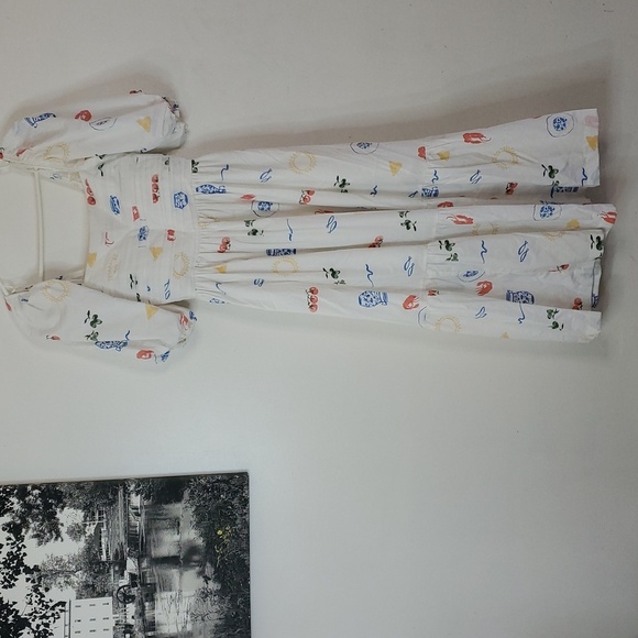 Abercrombie & Fitch Emerson Poplin Puff Sleeve Midi Dress Size XXST Novelty Prin - Picture 2 of 15